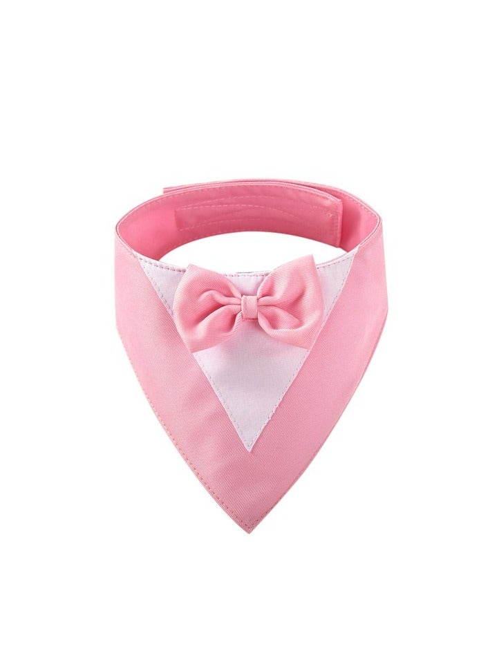 Loquat Dog Tuxedo Formal Cat Wedding Bandana Dog Collar with Bow Tie Cat Birthday Costume Valentines Outfit Pet(PINK-L) - Image 2