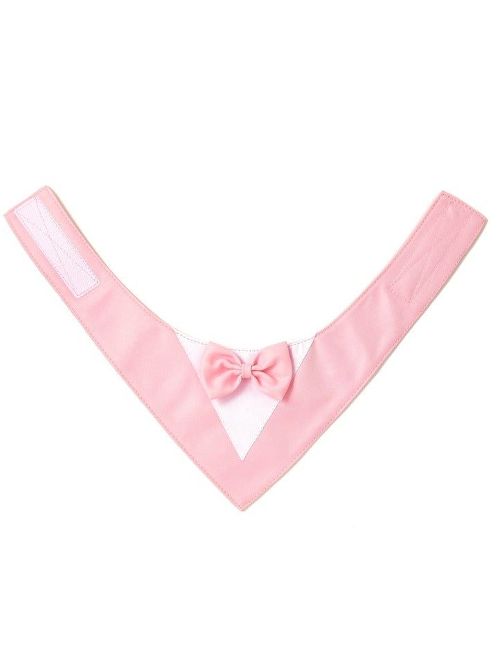 Loquat Dog Tuxedo Formal Cat Wedding Bandana Dog Collar with Bow Tie Cat Birthday Costume Valentines Outfit Pet(PINK-L) - Image 5