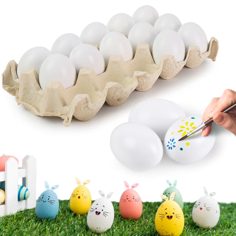 SallyFashion 15 PCS Fake Easter Eggs, Wooden Play Kitchen Egg Toys for Kids Dying Painting Egg Hunts Basket - Image 1