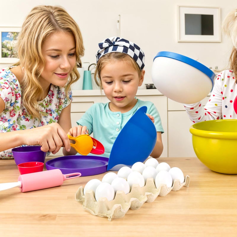 SallyFashion 15 PCS Fake Easter Eggs, Wooden Play Kitchen Egg Toys for Kids Dying Painting Egg Hunts Basket - Image 4