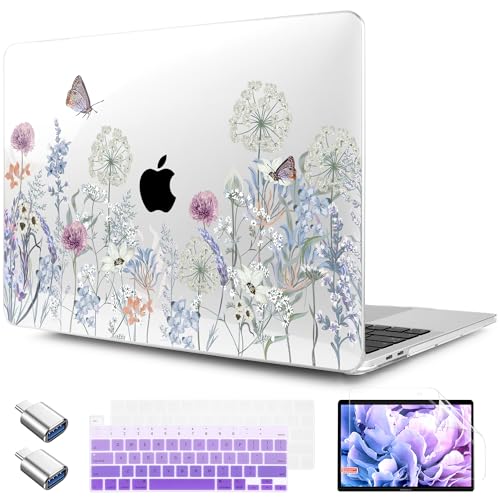 TWOLSKOO Compatible with MacBook Pro 13 inch Case 2023-2016 A2338 M2/M1 A2251 A2289 A2159 A1989 A1706, Plastic Hard Shell Cover & Keyboard Skin & Screen Protector, Dandelions - Image 1