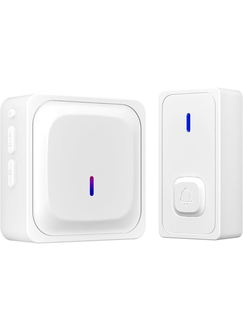 Wireless Doorbell, Waterproof Door Bell with Easy Installation 1000Ft Range Adjustable Volume 58 Chimes and LED Flash for Homes Offices Classrooms Apartments, White - Image 1
