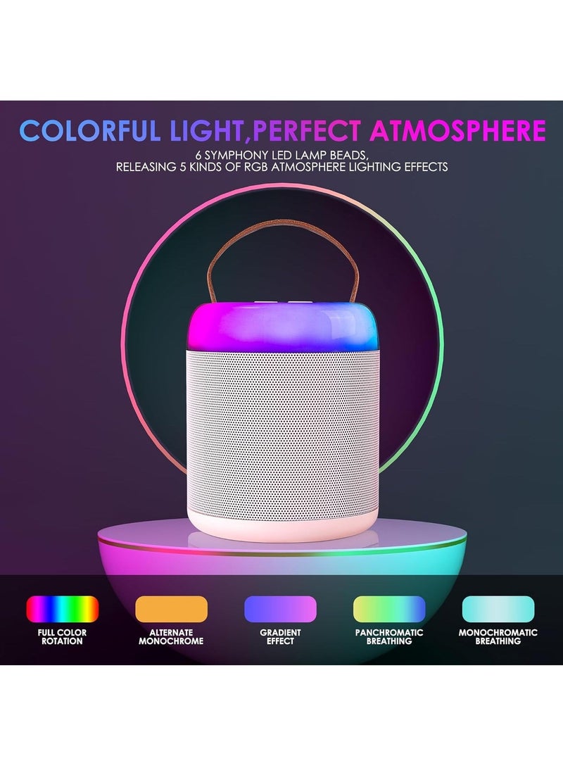 مجموعة آلة كاريوكي صغيرة مع ميكروفونين لاسلكيين، مكبر صوت بلوتوث محمول للبنات والأولاد، يدعم البلوتوث ومدخل AUX ومنفذ USB وبطاقة TF للحفلات والاجتماعات والأعراس والمنزل والخارج (وردي) - Image 4