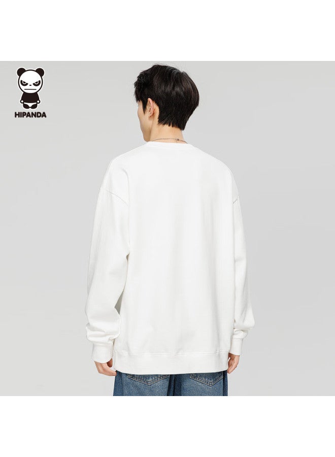 Hipanda Men's Sweatshirt Autumn Fun Print Pullover Crewneck Loose Casual Basic White L - Image 4