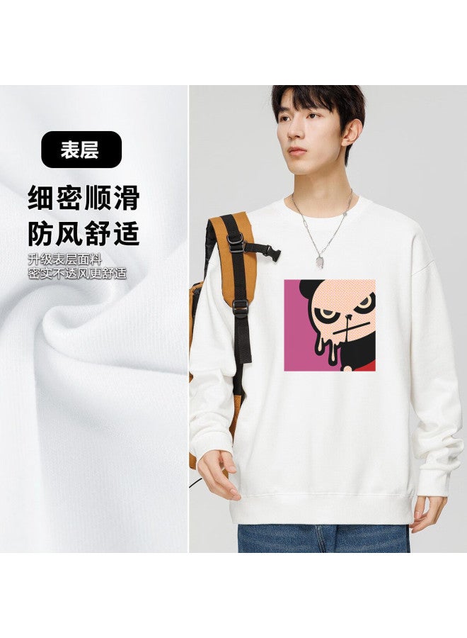 Hipanda Men's Sweatshirt Autumn Fun Print Pullover Crewneck Loose Casual Basic White L - Image 1