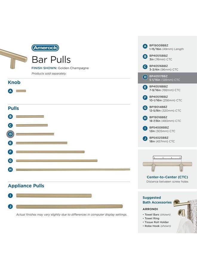 Amerock BP40517BBZ Bar Cabinet Pull, Golden Champagne, 5-1/16" - Image 4