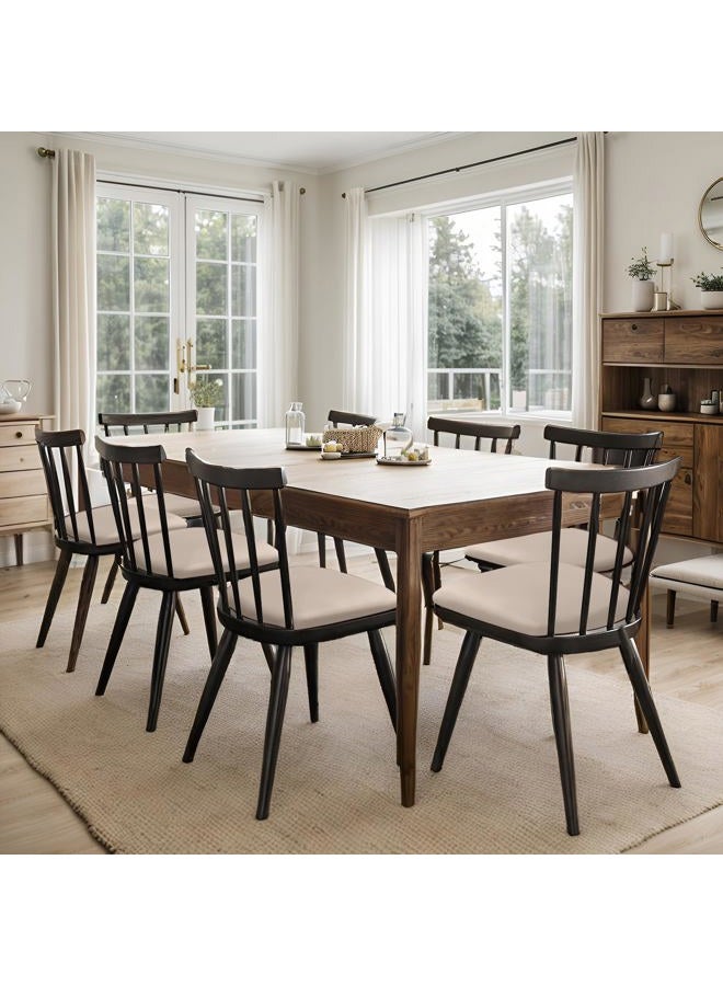 YUEANG Seat Covers for Dining Room Chairs Set of 6 - PU Leather Removable Washable Chair Seat Slipcovers (Taupe) - Image 4
