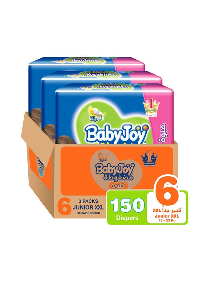 BabyJoy Compressed Culotte Pants Diaper, Size 6, Junior XXL, 16-23 Kg, Giant Box, 150 Diapers - Image 2