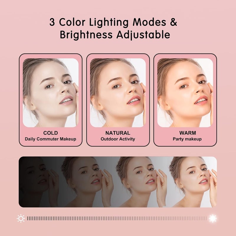 LED Makeup Mirror with Lights, 3 Sided Lighted Cosmetic Mirror with 3 Modes, Adjustable Angle Desktop Vanity Mirror for Makeup Travel, X-613 (Black) - Image 1