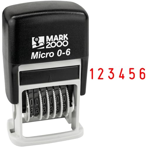 Mark 2000-S126-6 Digits Self-Inking Number Stamp - Red Color - Image 1