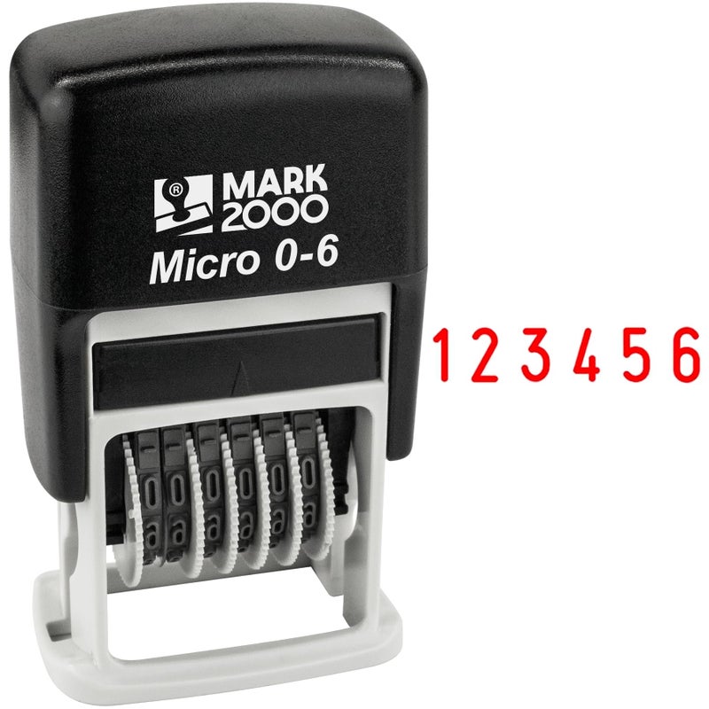 Mark 2000-S126-6 Digits Self-Inking Number Stamp - Red Color - Image 3