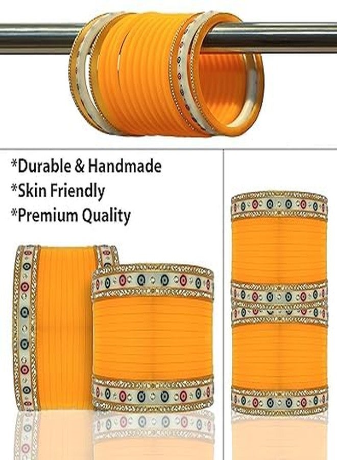 BANGLESKART Bridal Punjabi Short Chuda Set for Girl's and Women's (1 Pair) (Yellow, 2.2) - Image 3