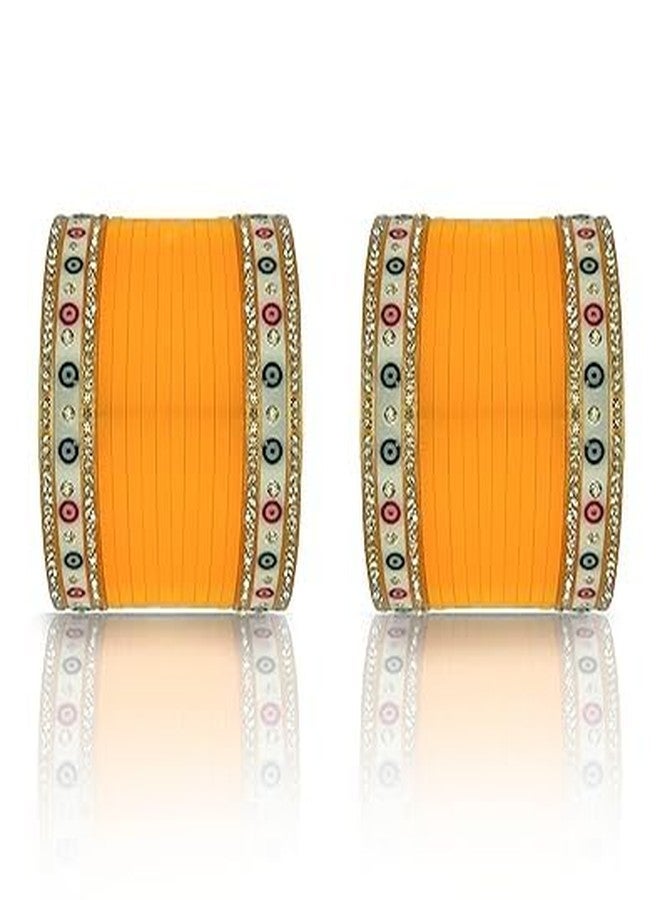 BANGLESKART Bridal Punjabi Short Chuda Set for Girl's and Women's (1 Pair) (Yellow, 2.2) - Image 1