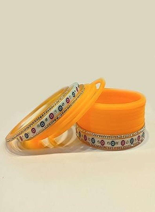 BANGLESKART Bridal Punjabi Short Chuda Set for Girl's and Women's (1 Pair) (Yellow, 2.2) - Image 4