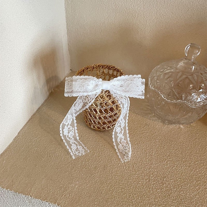 Chic Lace Bow Hair Tie Elastic Band Fashion 1689 【double streamer】】