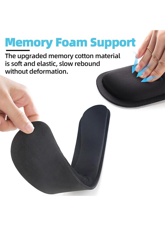 High Rebound Memory Foam Wrist Pad Mouse Pad Set with Strong Grip Non-slip Base, Lightweight Ergonomic Mouse Pad with Waterproof and Stain Resistant Function, Suitable for Long-term Office and Gaming, Black - Image 3