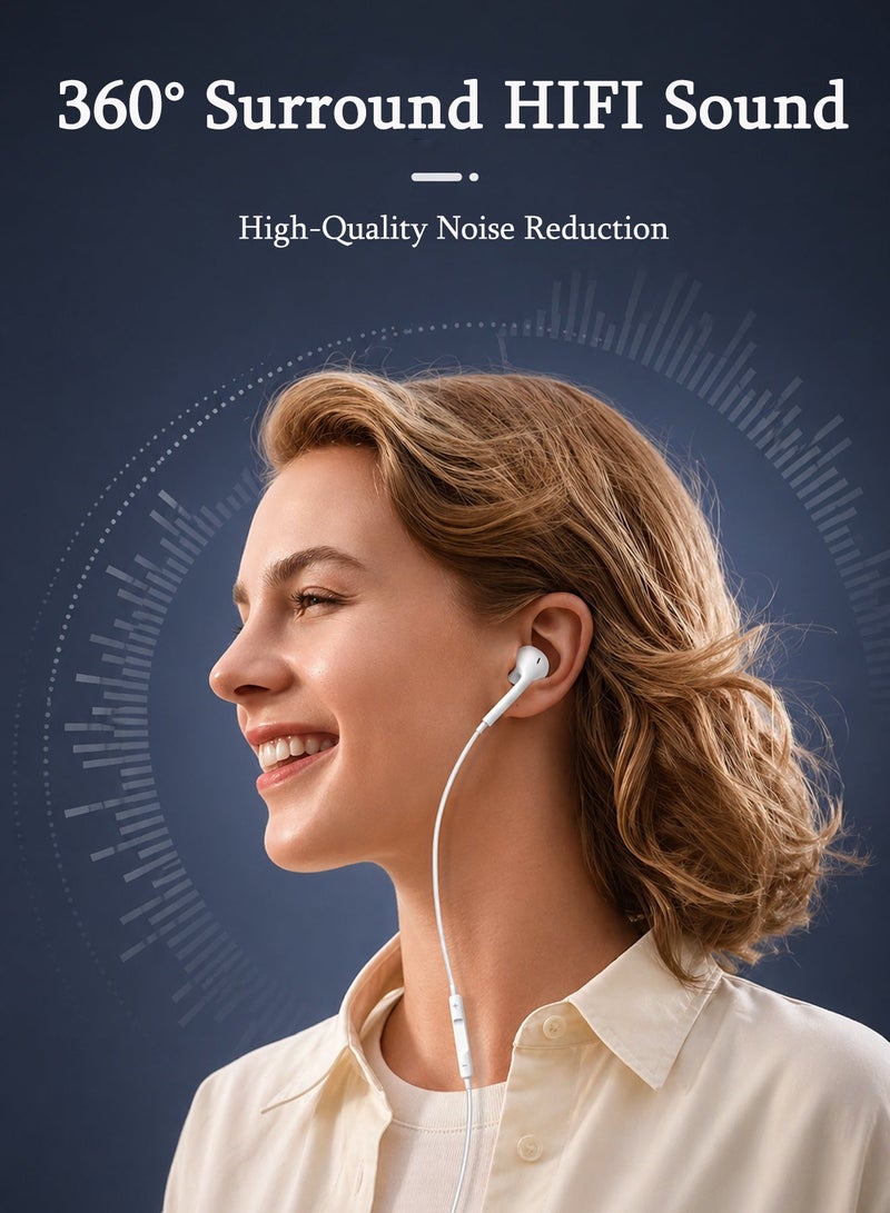 AFQIX Type-C Wired Earphones, Earbuds, HIFI Headphones, Supports Voice Calls, Compatible with iPhone Series, iPhone 17 Pro Max/17 Pro/17, Samsung Series, Huawei, Honor and Other Devices with USB C Audio Port - Image 3