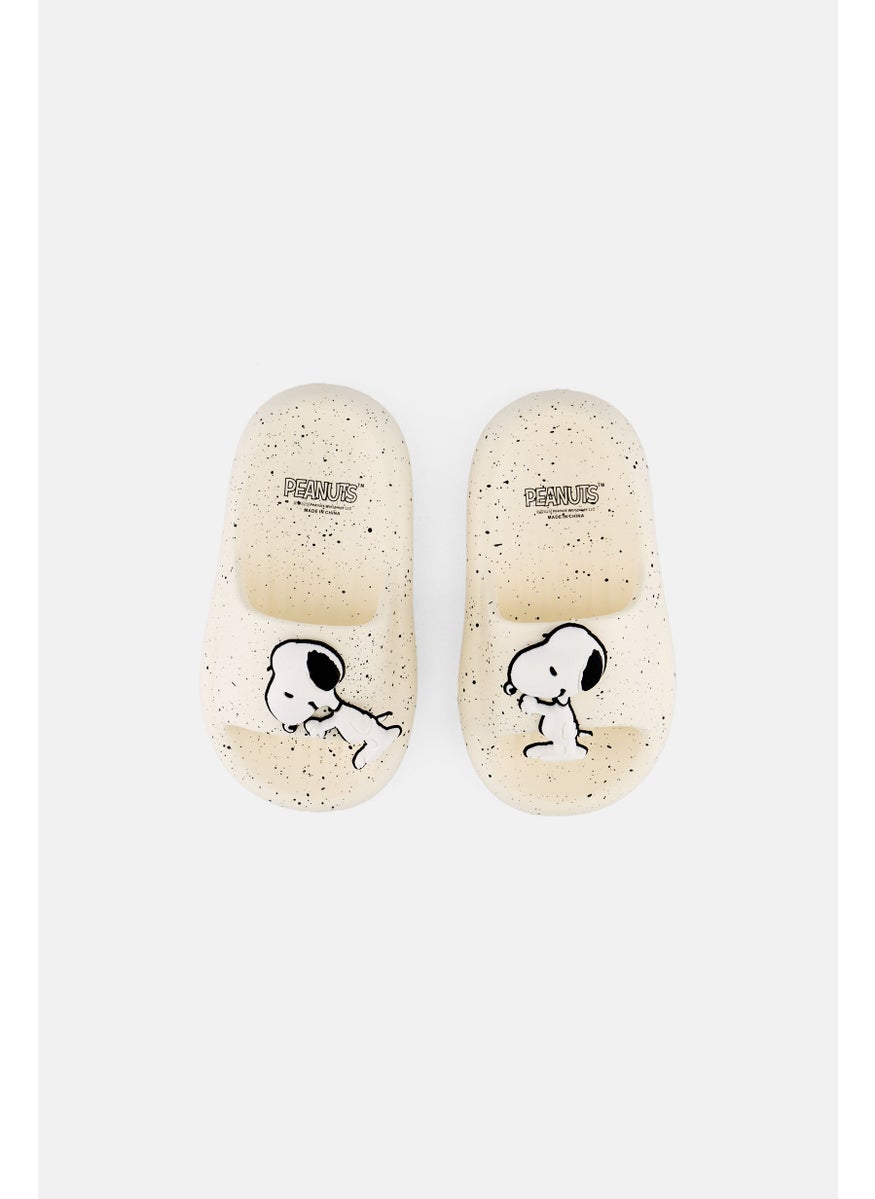 Peanuts Toddlers Boy Slip On Slides, Off White  - Image 3