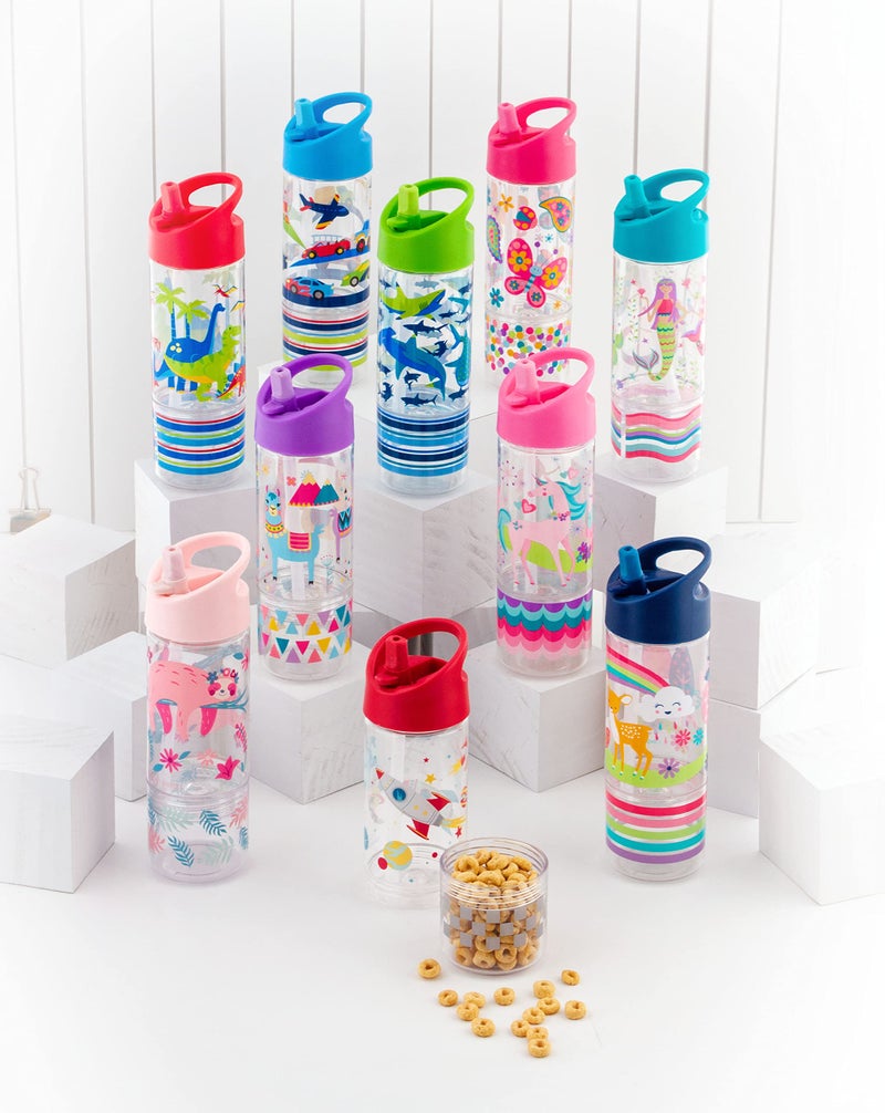 Stephen Joseph  Kids Flip Top Water Bottle  10 oz Tritan BPA Free  Water Bottle for Girls & Boys  Back to School Flip Top Bottle  Rainbows - Image 2