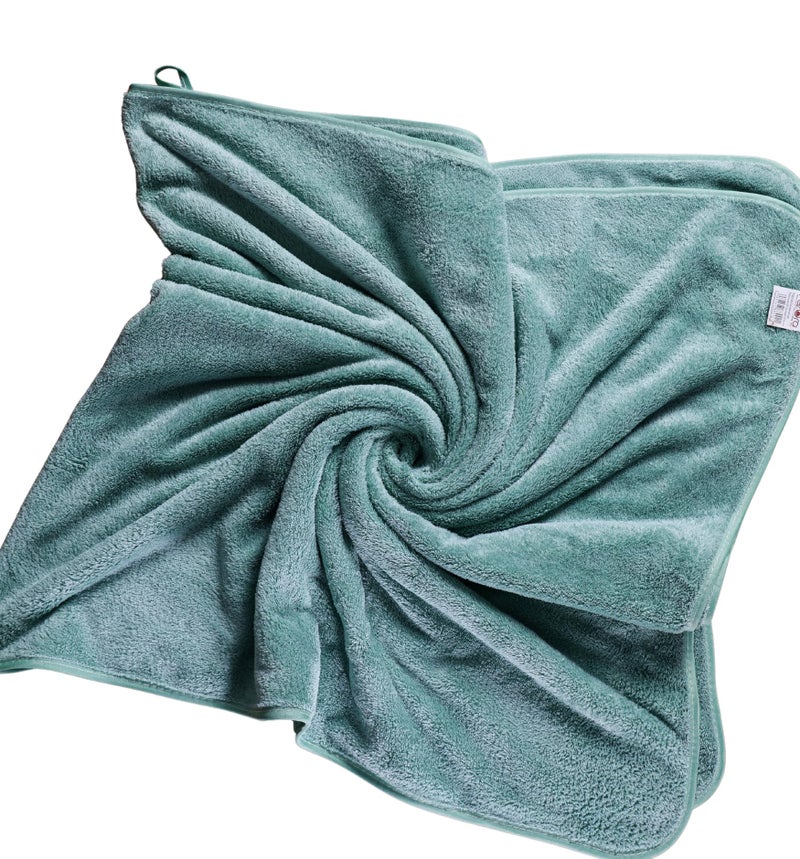 Fezora® Microfiber Towels for Bath | Towels for Bath Large Size | Bath Towel- Super & Absorbent with Hook Quick Dry | 500 GSM | 1 Piece Bath Towel for Men/Women 70 cms x 140 cms (Firozi) - Image 1