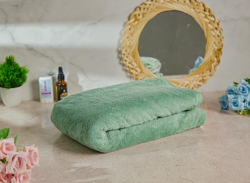 Fezora® Microfiber Towels for Bath | Towels for Bath Large Size | Bath Towel- Super & Absorbent with Hook Quick Dry | 500 GSM | 1 Piece Bath Towel for Men/Women 70 cms x 140 cms (Firozi) - Image 2