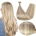 Full Shine U Tip Hair Extensions Human Hair Color 16P22 Blonde Highlighted Keratin Bond Human Hair Extensions 18 Inch Natural Remy Hair Fusion Extensions 50 Grams - Image 2