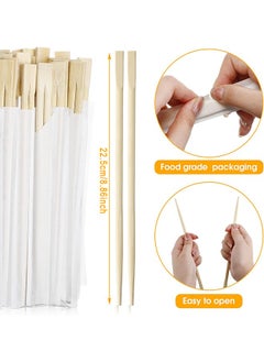 HS 100 Pairs Disposable Chopsticks, Bamboo Wooden Solid No Splinter Chopsticks, Individually Wrapped Disposable Wooden Chopstick With Paper Sleeve For Sushi, Asian Dishes, Noodles, 8.86 Inch  - Image 3