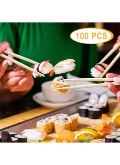 HS 100 Pairs Disposable Chopsticks, Bamboo Wooden Solid No Splinter Chopsticks, Individually Wrapped Disposable Wooden Chopstick With Paper Sleeve For Sushi, Asian Dishes, Noodles, 8.86 Inch  - Image 2