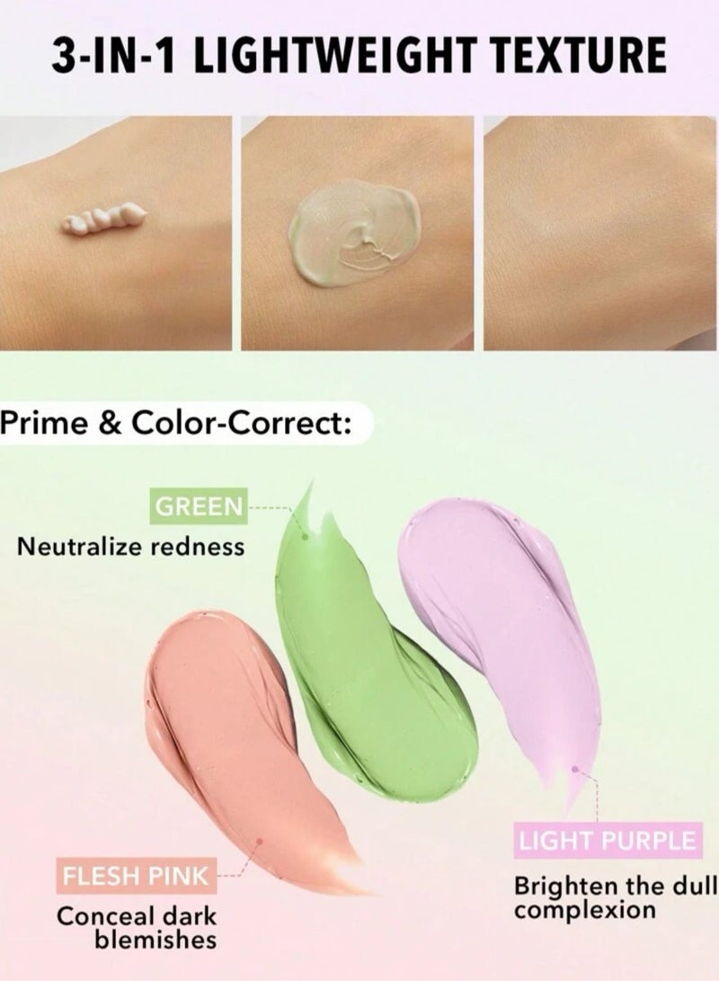 SHEGLAM Triple Threat Correcting Primer 3 In 1 Color Pore Minimizing Facial Makeup Multicolour - Image 4