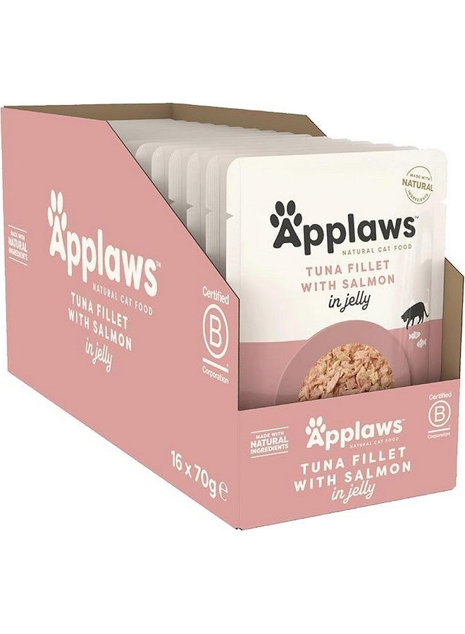 Applaws Natural Premium Wet Cat Food for Adult Cats, Tuna with Salmon in a Tasty Jelly Pack of 16 x 70g Pouches 8278AU