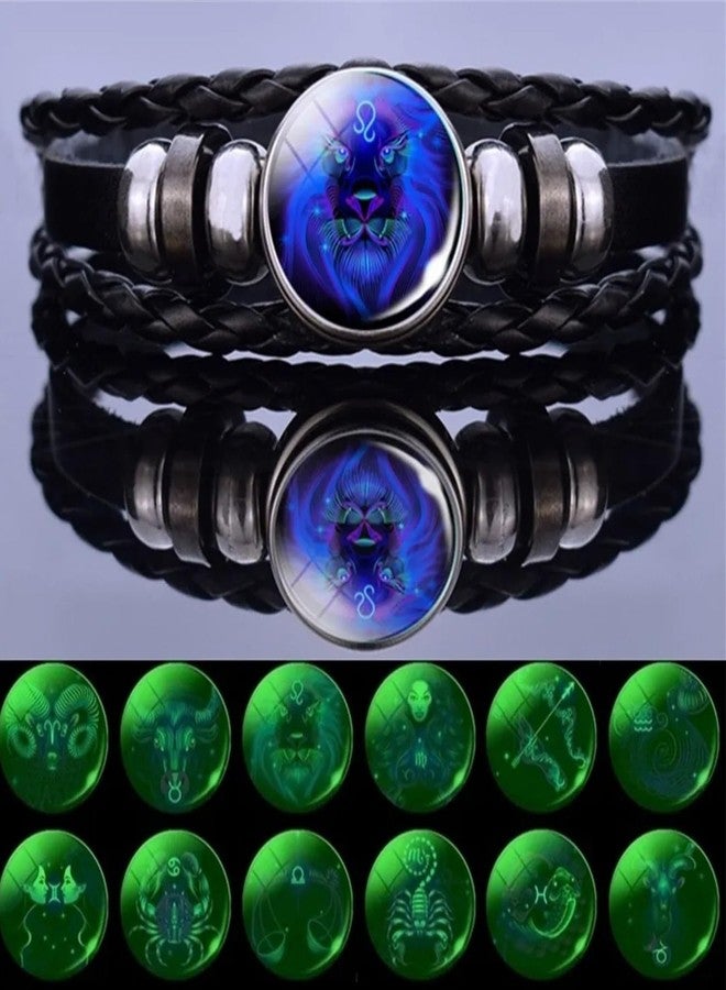 Aktully 2Pcs Multilayer Constellation Zodiac Leather Bracelet Vintage Black Leather Bracelet Adjustable Handmade Woven Bracelet Birthday Jewelry Gift for Women Men (Aquarius) - Image 5