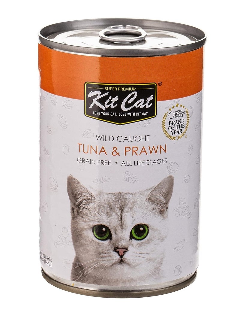 Kit Cat تونة برية مع روبيان طعام رطب للقطط معلبة 400غ - Image 1