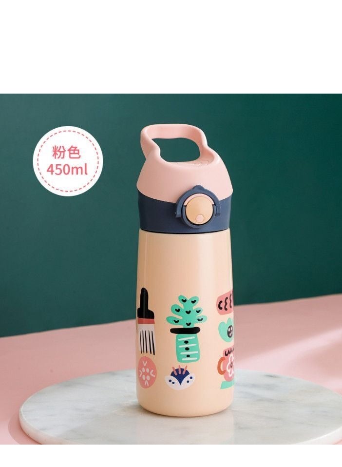 Generic Kids Stainless Steel Water Bottles with Straw 450ML Cartoon Cute Proof Insulated Water Bottle Double Wall Keep Hot Cold Drinks Thermos Toddler Bottle with for School Boys Girls - Image 3