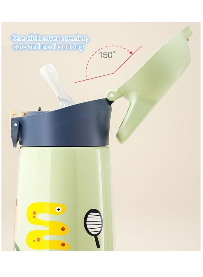 Generic Kids Stainless Steel Water Bottles with Straw 450ML Cartoon Cute Proof Insulated Water Bottle Double Wall Keep Hot Cold Drinks Thermos Toddler Bottle with for School Boys Girls - Image 5