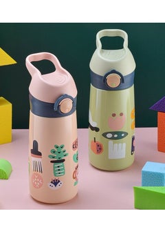Generic Kids Stainless Steel Water Bottles with Straw 450ML Cartoon Cute Proof Insulated Water Bottle Double Wall Keep Hot Cold Drinks Thermos Toddler Bottle with for School Boys Girls  - Image 2