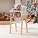 ROBUD Play High Chair Pretend Play High Chair with Cushion Movable Table Wooden Baby Doll Accessories Fits 1820 Inch Dolls White - Image 4