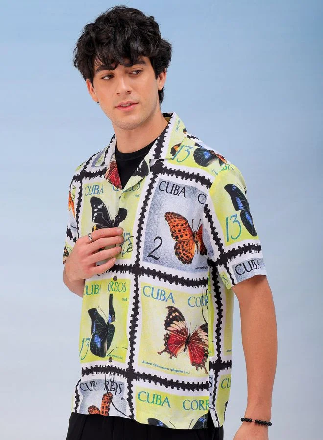 شركة المرآب الهندية Men Oversized Tropical Half Sleeves Cuban Collar Resort Wear Shirt