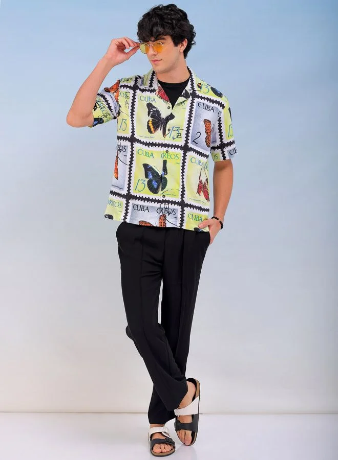 شركة المرآب الهندية Men Oversized Tropical Half Sleeves Cuban Collar Resort Wear Shirt