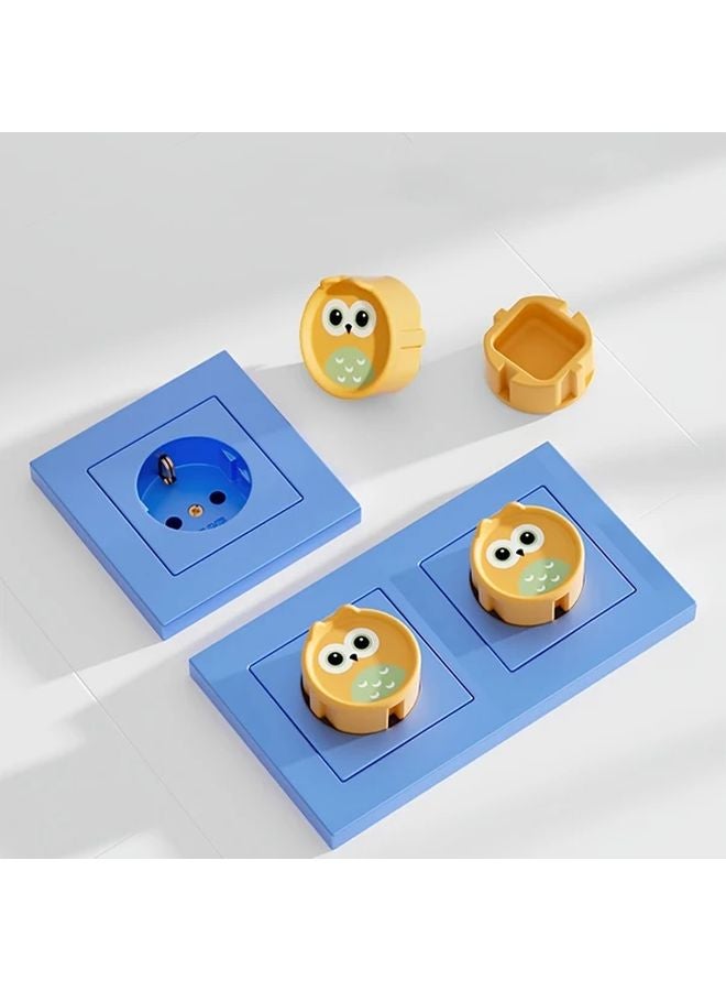 4pcs Purple Owl Design Childproof Socket Covers European Standard Dustproof Safety Caps - Image 3