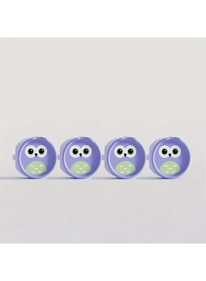 4pcs Purple Owl Design Childproof Socket Covers European Standard Dustproof Safety Caps - Image 1