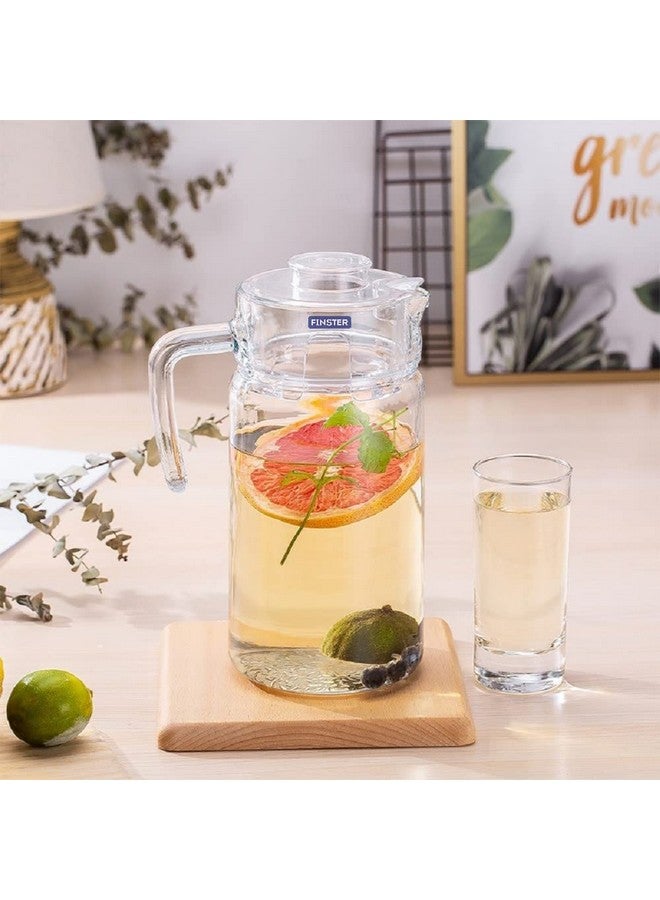 FINSTER Premium Juice and Water Glass Jug Pitcher with Lid, 1 Pcs, 1.8-Liter, Iced Tea Pitcher Water Jug Hot Cold Water, Milk and Juice Beverage Carafe, Lemon Jug. - Image 2