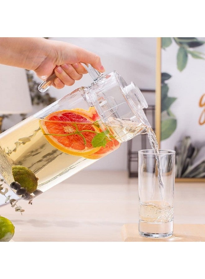 FINSTER Premium Juice and Water Glass Jug Pitcher with Lid, 1 Pcs, 1.8-Liter, Iced Tea Pitcher Water Jug Hot Cold Water, Milk and Juice Beverage Carafe, Lemon Jug. - Image 3