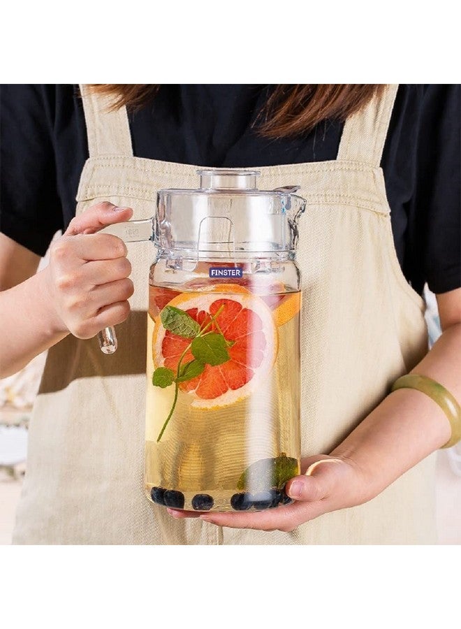 FINSTER Premium Juice and Water Glass Jug Pitcher with Lid, 1 Pcs, 1.8-Liter, Iced Tea Pitcher Water Jug Hot Cold Water, Milk and Juice Beverage Carafe, Lemon Jug. - Image 1