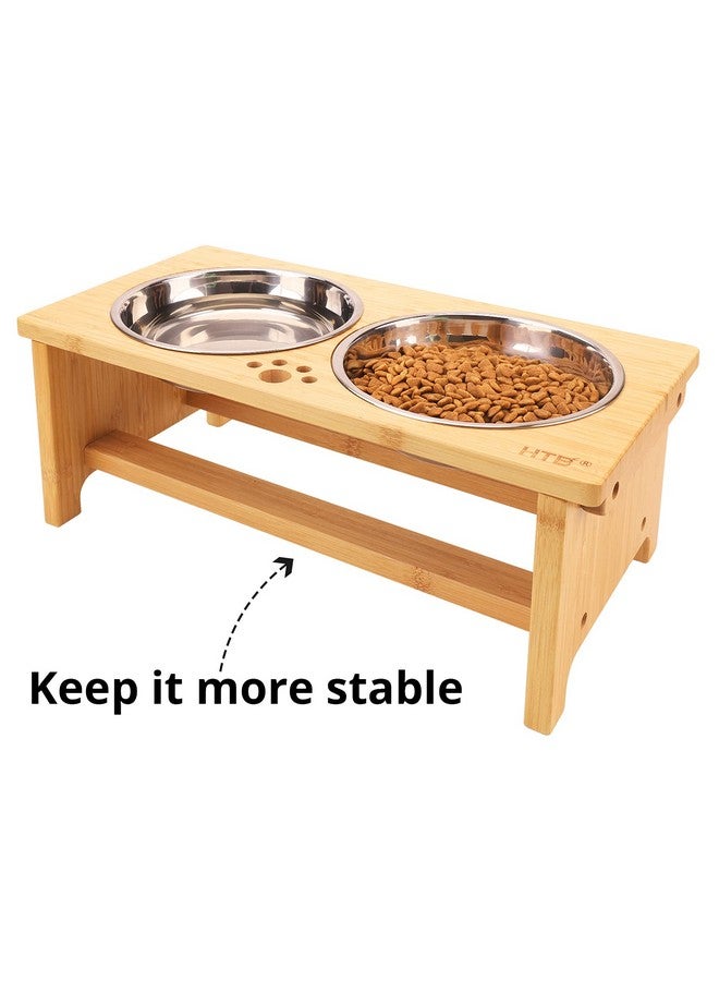 HTB Elevated Dog Bowls,Raised Dog Bowl Stand with 2 Stainless Steel Bowls,Elevated Raised Dog Bowls for Large Medium Small Sized Dogs - Image 4