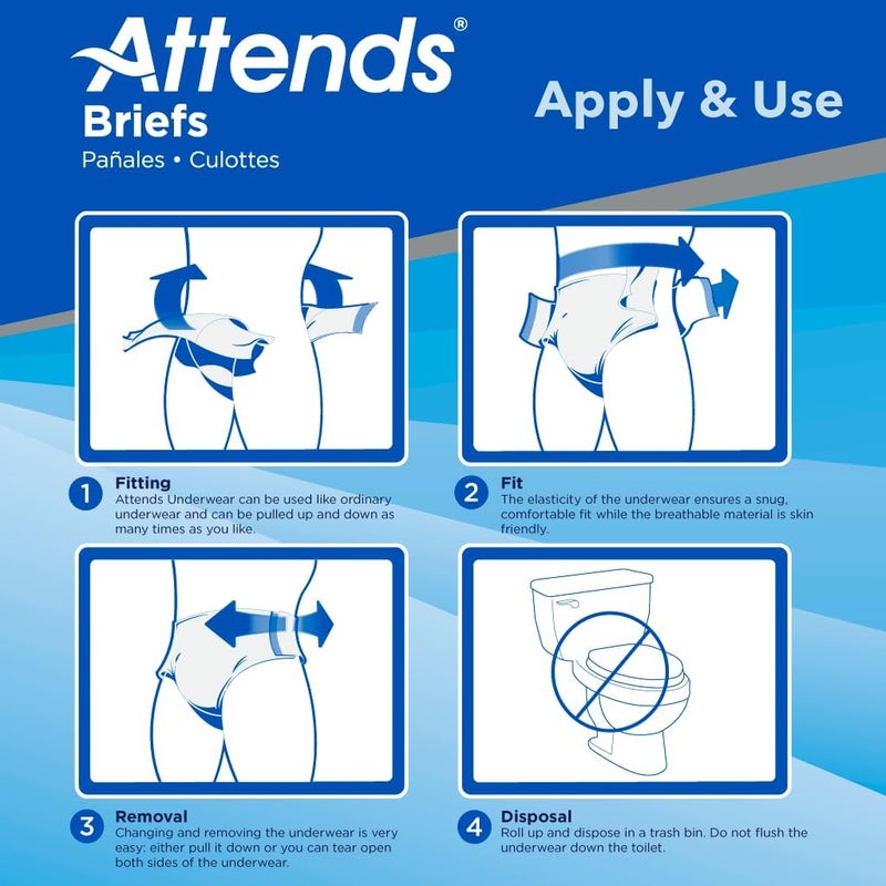 Attends Adult Unisex Disposable Briefs Large 4458 Waist with SecureGrip Tab Closure Ultimate Absorbency Breathable Materials 72ct Bag - Image 4
