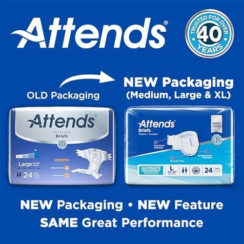 Attends Adult Unisex Disposable Briefs Large 4458 Waist with SecureGrip Tab Closure Ultimate Absorbency Breathable Materials 72ct Bag - Image 2