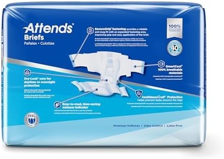 Attends Adult Unisex Disposable Briefs Large 4458 Waist with SecureGrip Tab Closure Ultimate Absorbency Breathable Materials 72ct Bag - Image 5