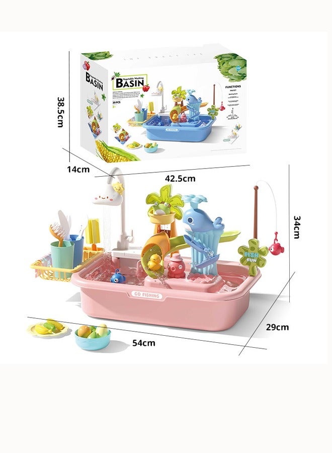 Children's dishwashing playset Dishwasher toys Fishing toys Vegetable washing sink Kitchen toys Situational simulation toys - Image 3