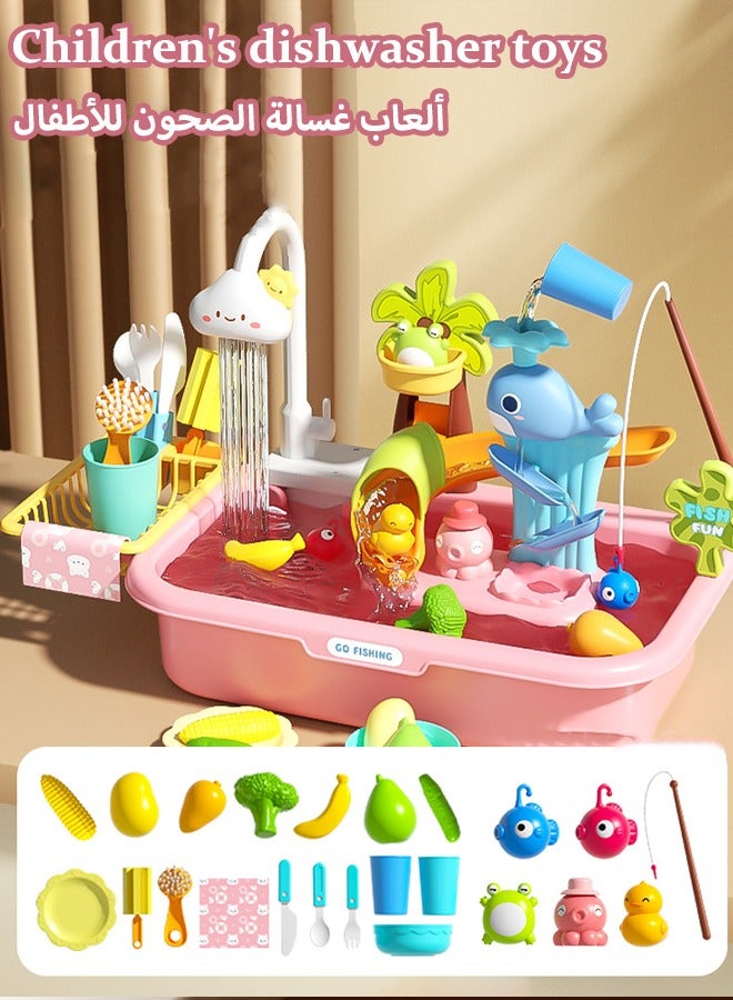 Children's dishwashing playset Dishwasher toys Fishing toys Vegetable washing sink Kitchen toys Situational simulation toys - Image 4
