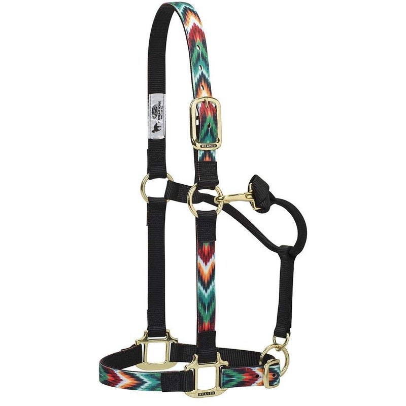 Weaver Leather Chevron Adjustable Nylon Horse Nylon Horse Halter, Large, Black/Multi - Image 5